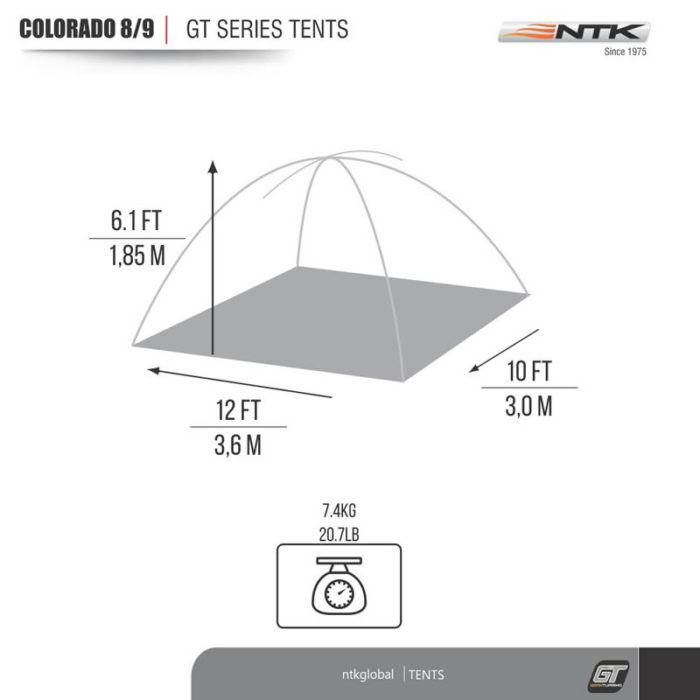 NTK Colorado GT 8/9 Person Dome Camping Tent