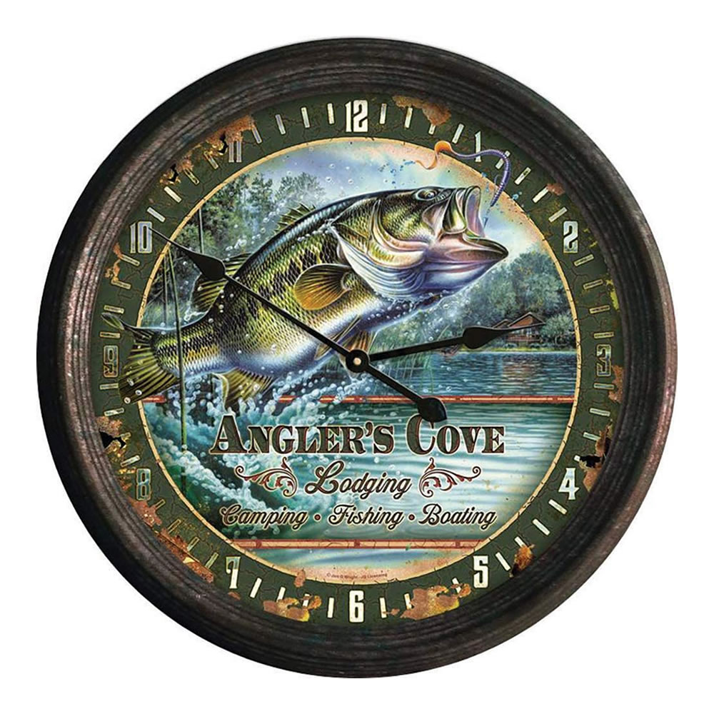 River's Edge 15" Rusted Bass Clock • NTK Global