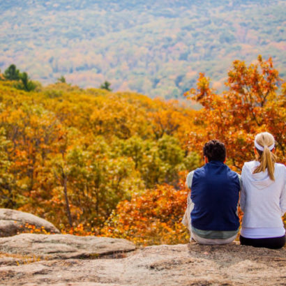 Family camping in the fall