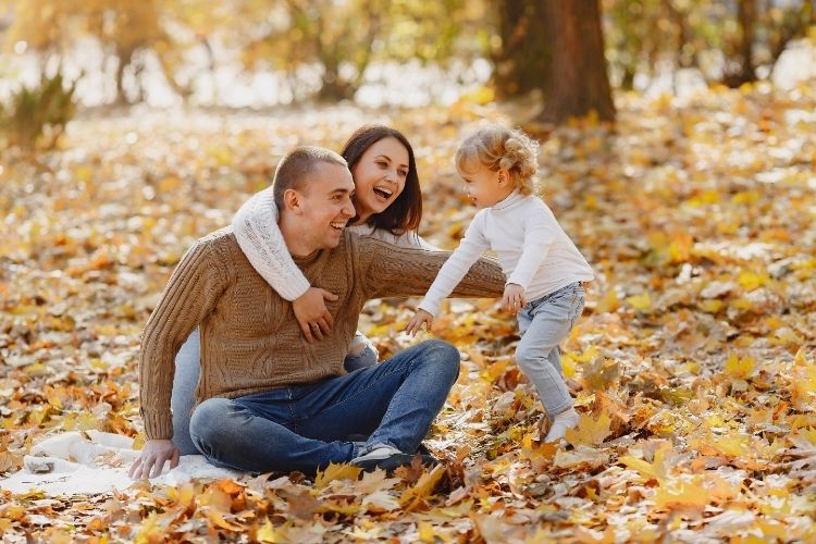 Family enjoying fall